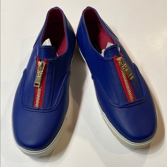 Tommy Hilfiger Mens Typhoon Boat Rain Rubber Blue Slip On Sz 9 - Picture 1 of 9